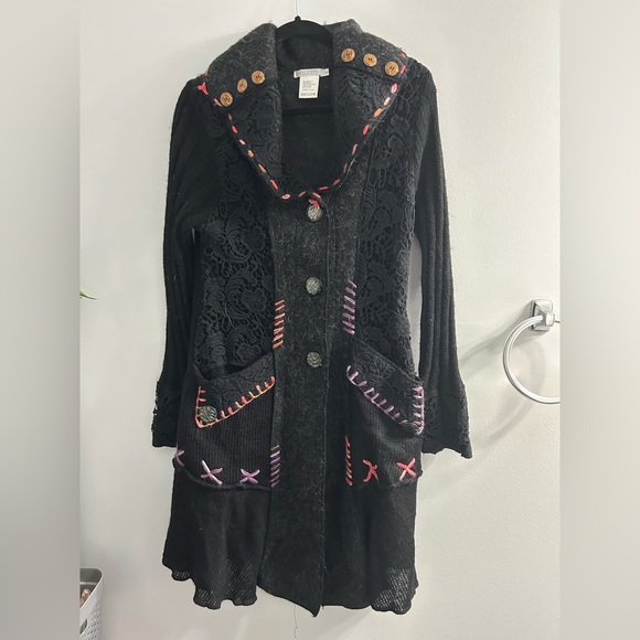 Felicity wool mohair cardigan unique embroidered sweater vintage - Picture 2 of 10